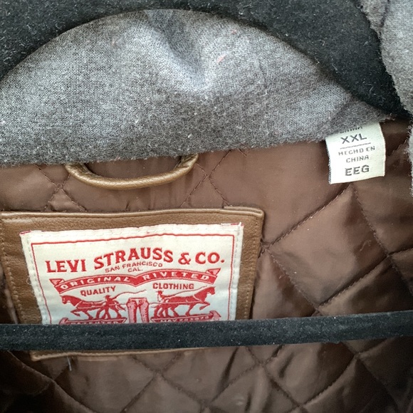 Levi’s brown bomber jacket w hoodie XXL - Picture 3 of 12